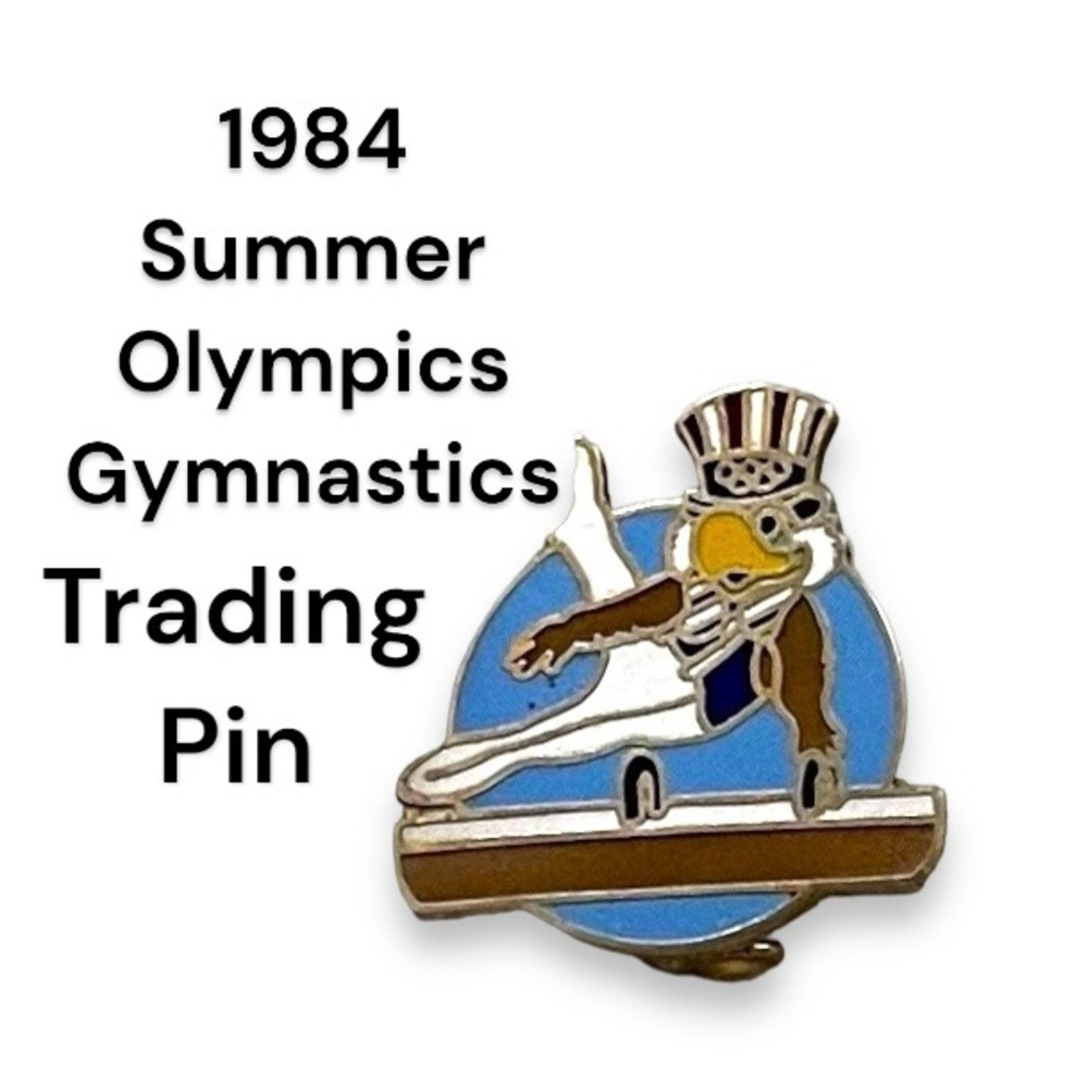 Olympics 1984 USA Los Angeles Summer Gymnastics Uncle Sam Eagle Vtg Trading Pin